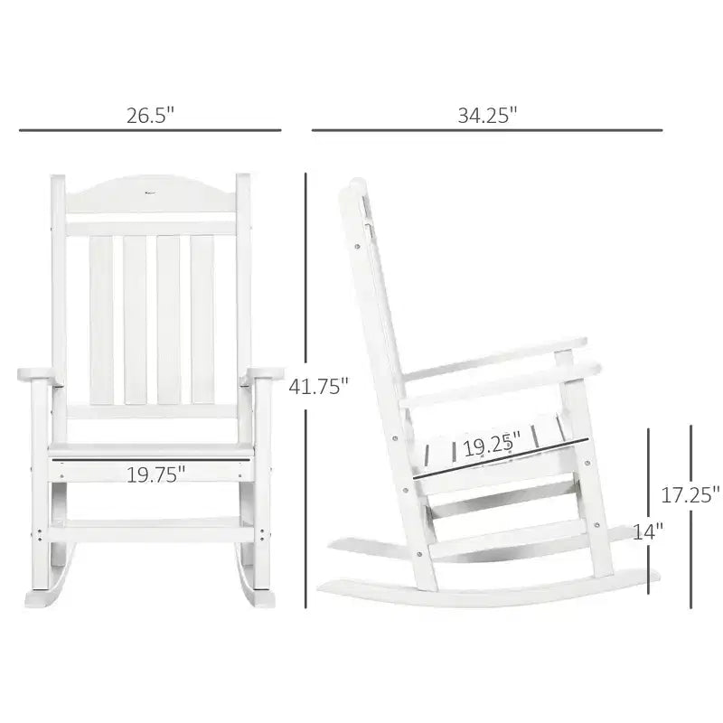2PCs Outdoor Rocking Chair with Armrests, Fade-Resistant Waterproof HDPE for Indoor & Outdoor