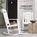 2PCs Outdoor Rocking Chair with Armrests, Fade-Resistant Waterproof HDPE for Indoor & Outdoor