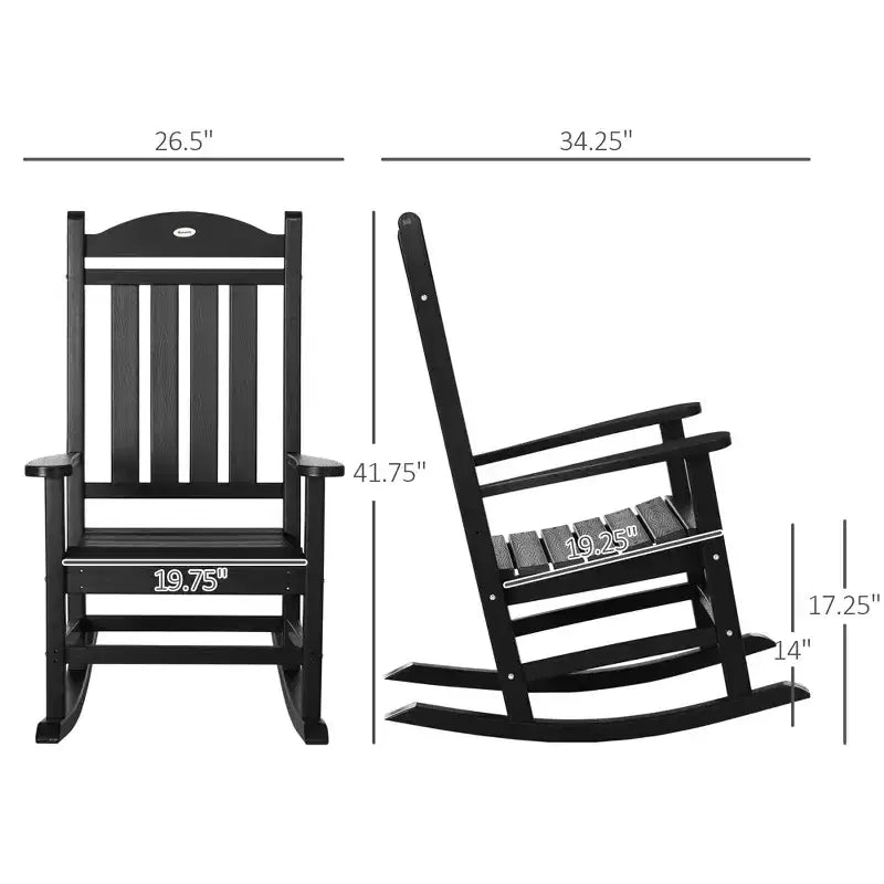 2PCs Outdoor Rocking Chair with Armrests, Fade-Resistant Waterproof HDPE for Indoor & Outdoor