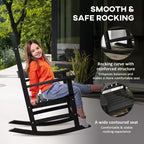 2PCs Outdoor Rocking Chair with Armrests, Fade-Resistant Waterproof HDPE for Indoor & Outdoor