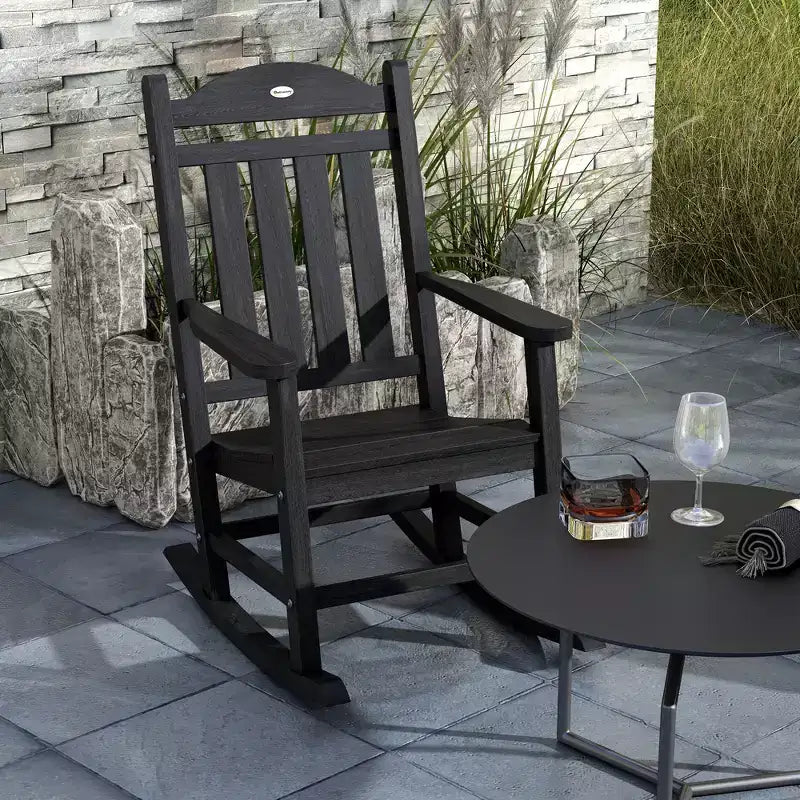 2PCs Outdoor Rocking Chair with Armrests, Fade-Resistant Waterproof HDPE for Indoor & Outdoor
