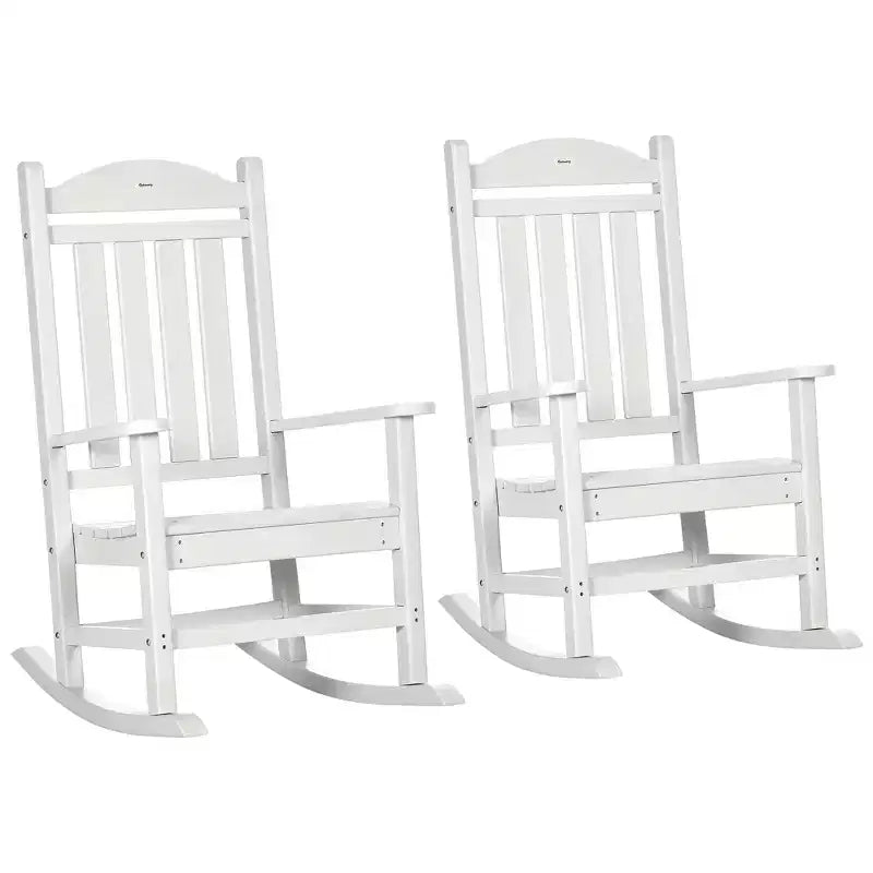 2PCs Outdoor Rocking Chair with Armrests, Fade-Resistant Waterproof HDPE for Indoor & Outdoor