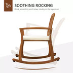 Sedia a dondolo da esterno con cuscino, dondolo da patio in legno di acacia per giardino, patio, casa