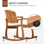Sedia a dondolo da esterno con cuscino, dondolo da patio in legno di acacia per giardino, patio, casa