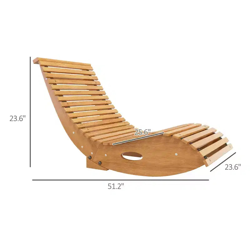 Outdoor Rocking Chair w/ Slatted Seaten Rocking Chair, 51.25 x 23.5 x 23.5