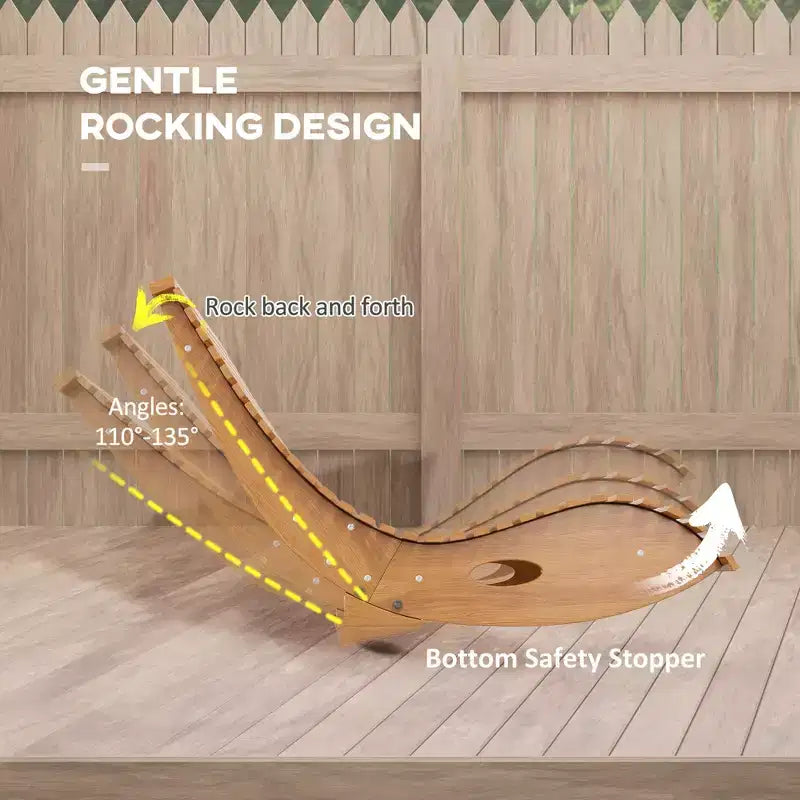 Outdoor Rocking Chair w/ Slatted Seaten Rocking Chair, 51.25 x 23.5 x 23.5