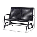 Patio 2-Person Wicker Glider Bench Rocking Chair, Outdoor All-Hand Woven PE Rattan Loveseat w/ Ergonomic Design Rocking System for Patio