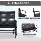 Patio 2-Person Wicker Glider Bench Rocking Chair, Outdoor All-Hand Woven PE Rattan Loveseat w/ Ergonomic Design Rocking System for Patio