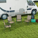 4 Piece Folding Patio Camping Chair Set, Sports Chairs for Adults with Armrests, Mesh Fabric Seat for Lawn