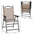 4 Piece Folding Patio Camping Chair Set, Sports Chairs for Adults with Armrests, Mesh Fabric Seat for Lawn