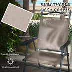 4 Piece Folding Patio Camping Chair Set, Sports Chairs for Adults with Armrests, Mesh Fabric Seat for Lawn