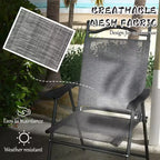 4 Piece Folding Patio Camping Chair Set, Sports Chairs for Adults with Armrests, Mesh Fabric Seat for Lawn