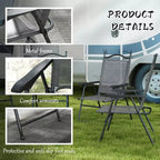 4 Piece Folding Patio Camping Chair Set, Sports Chairs for Adults with Armrests, Mesh Fabric Seat for Lawn