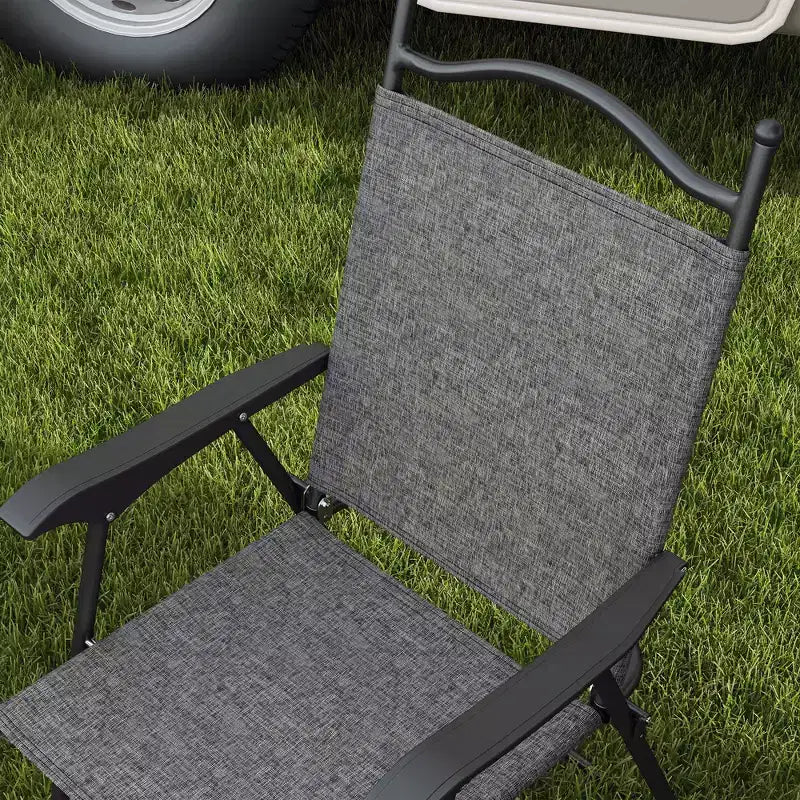 4 Piece Folding Patio Camping Chair Set, Sports Chairs for Adults with Armrests, Mesh Fabric Seat for Lawn