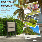 4 Piece Folding Patio Camping Chair Set, Sports Chairs for Adults with Armrests, Mesh Fabric Seat for Lawn