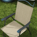 4 Piece Folding Patio Camping Chair Set, Sports Chairs for Adults with Armrests, Mesh Fabric Seat for Lawn