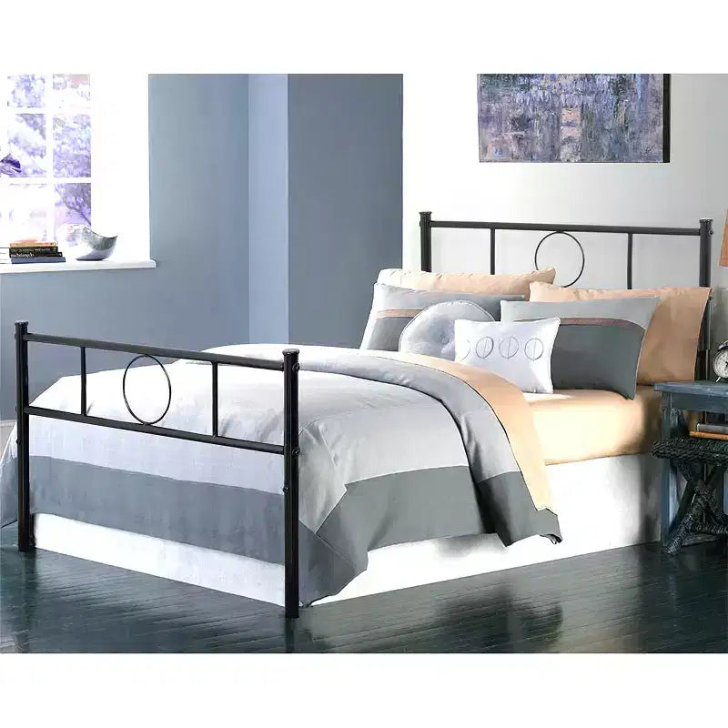 Struttura letto in metallo FurnitureR una piazza e mezza con testiera e pediera, contenitore sotto la base, non necessita di rete a molle, nero