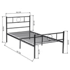Struttura letto in metallo FurnitureR una piazza e mezza con testiera e pediera, contenitore sotto la base, non necessita di rete a molle, nero