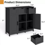 Zevemomo Modern Farmhouse Sideboard Buffet Cabinet with Drawer & Adjustable Shelf, Kitchen Storage & Coffee Bar Cabinet for Dining Room, Black