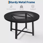47 Round Dining Table for 4, Kitchen Dining Room Table with Sturdy Metal Frame, Wood Circle Kitchen Table for Space Saving