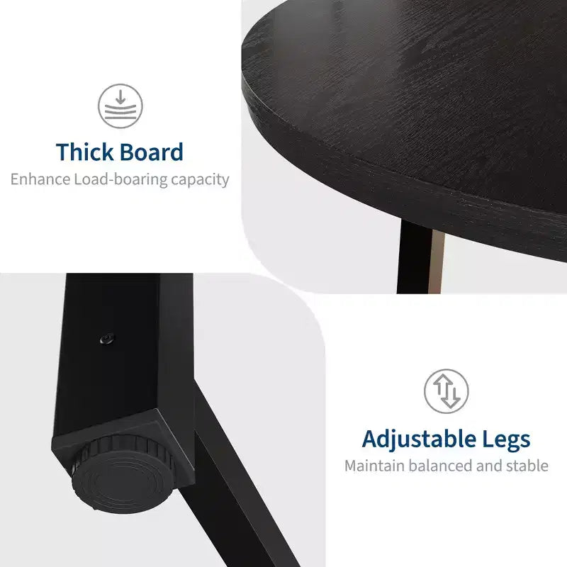 47 Round Dining Table for 4, Kitchen Dining Room Table with Sturdy Metal Frame, Wood Circle Kitchen Table for Space Saving
