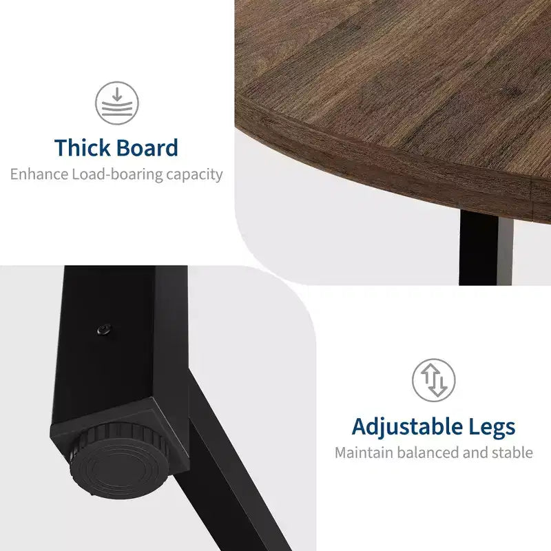 47 Round Dining Table for 4, Kitchen Dining Room Table with Sturdy Metal Frame, Wood Circle Kitchen Table for Space Saving