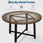 47 Round Dining Table for 4, Kitchen Dining Room Table with Sturdy Metal Frame, Wood Circle Kitchen Table for Space Saving