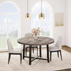 47 Round Dining Table for 4, Kitchen Dining Room Table with Sturdy Metal Frame, Wood Circle Kitchen Table for Space Saving