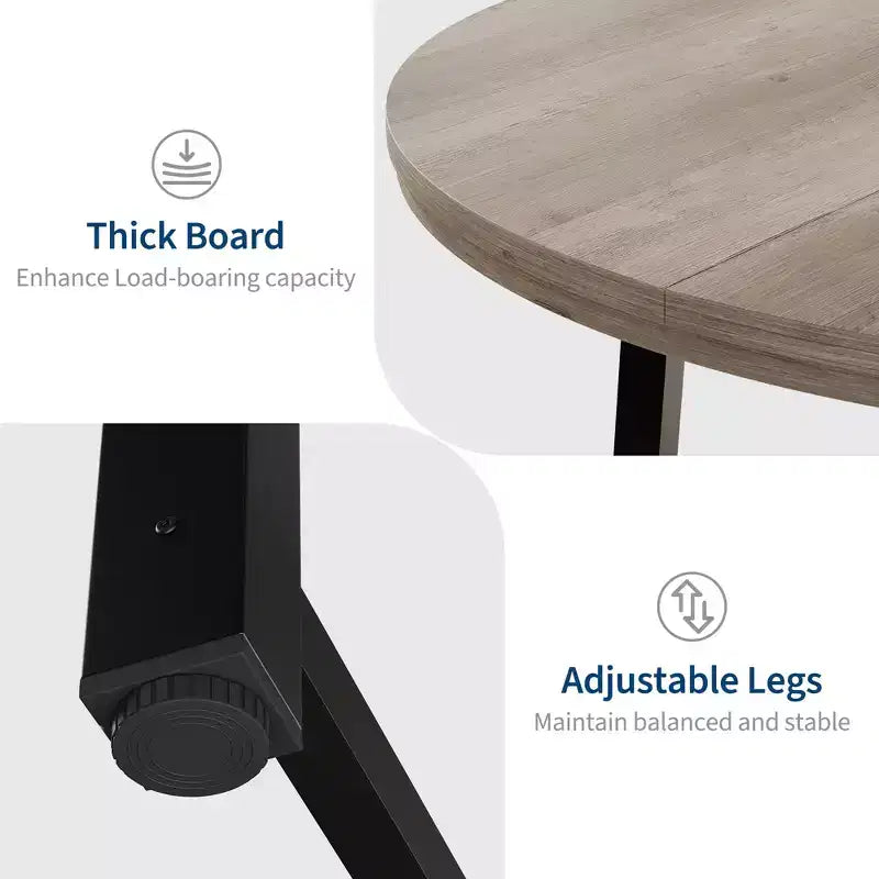 47 Round Dining Table for 4, Kitchen Dining Room Table with Sturdy Metal Frame, Wood Circle Kitchen Table for Space Saving
