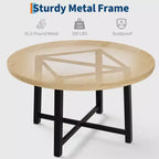 47 Round Dining Table for 4, Kitchen Dining Room Table with Sturdy Metal Frame, Wood Circle Kitchen Table for Space Saving