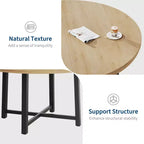 47 Round Dining Table for 4, Kitchen Dining Room Table with Sturdy Metal Frame, Wood Circle Kitchen Table for Space Saving