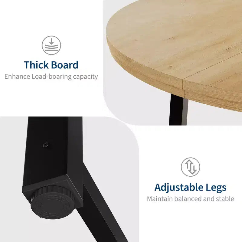 47 Round Dining Table for 4, Kitchen Dining Room Table with Sturdy Metal Frame, Wood Circle Kitchen Table for Space Saving