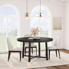 47 Round Dining Table for 4, Kitchen Dining Room Table with Sturdy Metal Frame, Wood Circle Kitchen Table for Space Saving