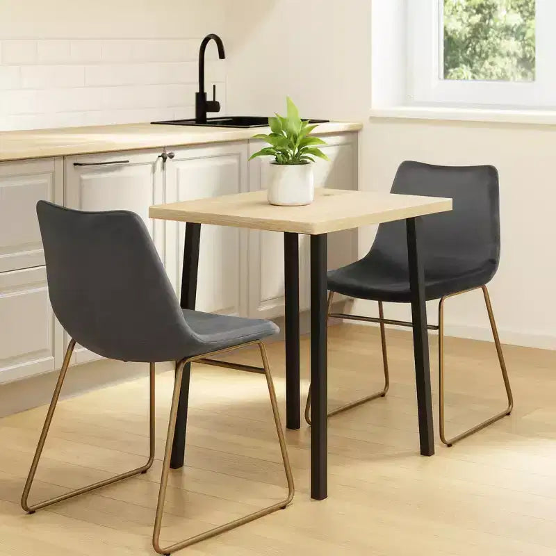 Sedie da pranzo Homy Casa in velluto con gambe in metallo dorato, sedie laterali moderne per sala da pranzo e soggiorno, set da 2, grigio