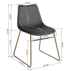 Sedie da pranzo Homy Casa in velluto con gambe in metallo dorato, sedie laterali moderne per sala da pranzo e soggiorno, set da 2, grigio