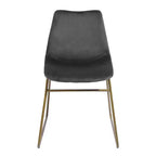 Sedie da pranzo Homy Casa in velluto con gambe in metallo dorato, sedie laterali moderne per sala da pranzo e soggiorno, set da 2, grigio