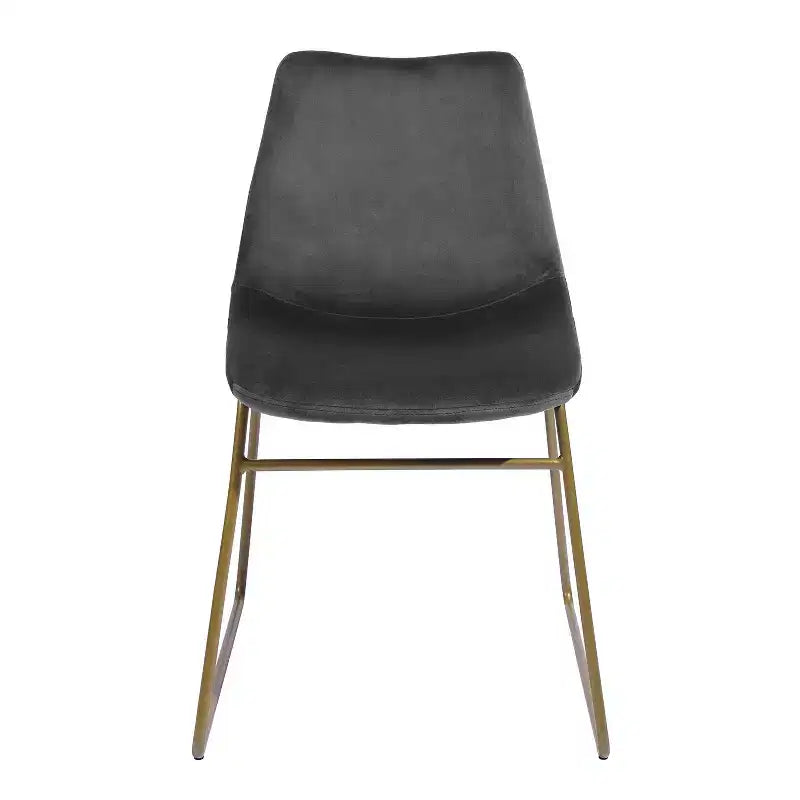 Sedie da pranzo Homy Casa in velluto con gambe in metallo dorato, sedie laterali moderne per sala da pranzo e soggiorno, set da 2, grigio