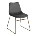 Sedie da pranzo Homy Casa in velluto con gambe in metallo dorato, sedie laterali moderne per sala da pranzo e soggiorno, set da 2, grigio