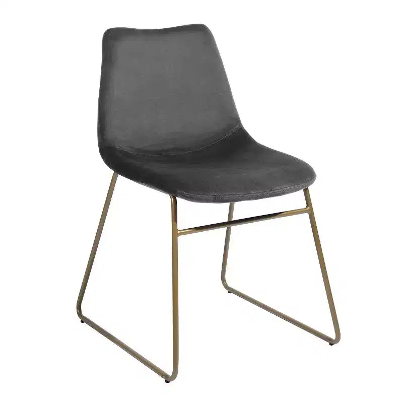 Sedie da pranzo Homy Casa in velluto con gambe in metallo dorato, sedie laterali moderne per sala da pranzo e soggiorno, set da 2, grigio