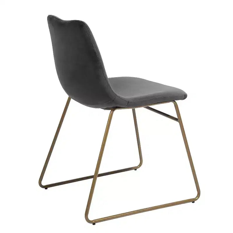 Sedie da pranzo Homy Casa in velluto con gambe in metallo dorato, sedie laterali moderne per sala da pranzo e soggiorno, set da 2, grigio