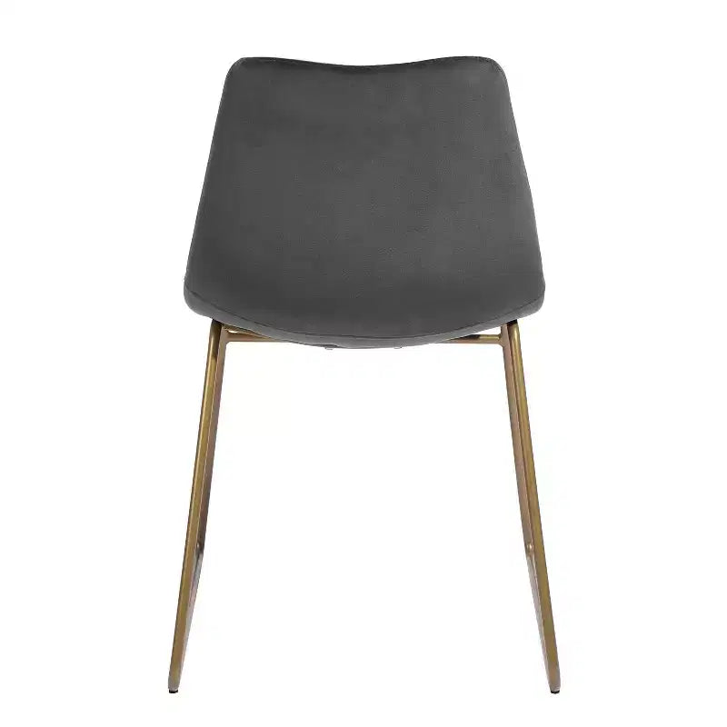 Sedie da pranzo Homy Casa in velluto con gambe in metallo dorato, sedie laterali moderne per sala da pranzo e soggiorno, set da 2, grigio