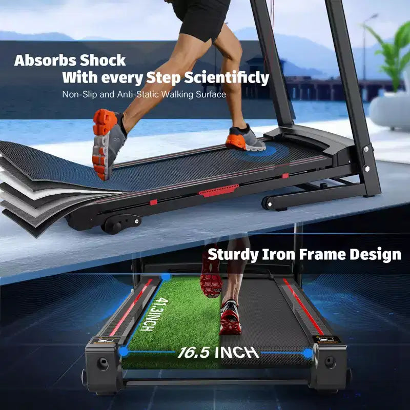 Tapis Roulant Pieghevole FYC da 3,5 HP con Inclinazione, Capacità di Carico di 150 kg, Tapis Roulant Elettrico Portatile per la Casa