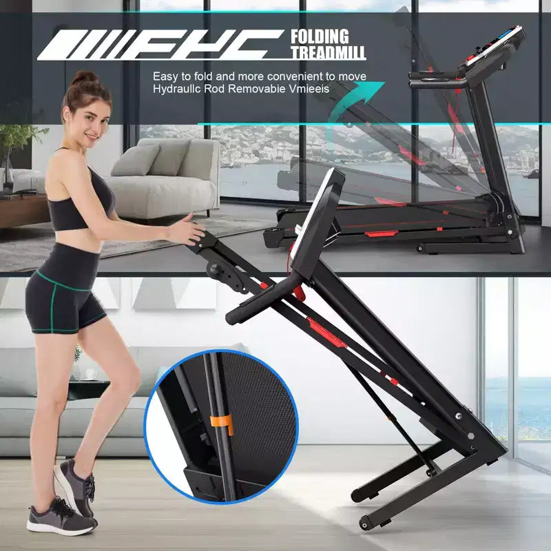 Tapis Roulant Pieghevole FYC da 3,5 HP con Inclinazione, Capacità di Carico di 150 kg, Tapis Roulant Elettrico Portatile per la Casa