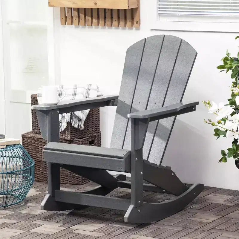 Sedia a dondolo da esterno, sedia a dondolo da portico Adirondack in HDPE per giardino, patio