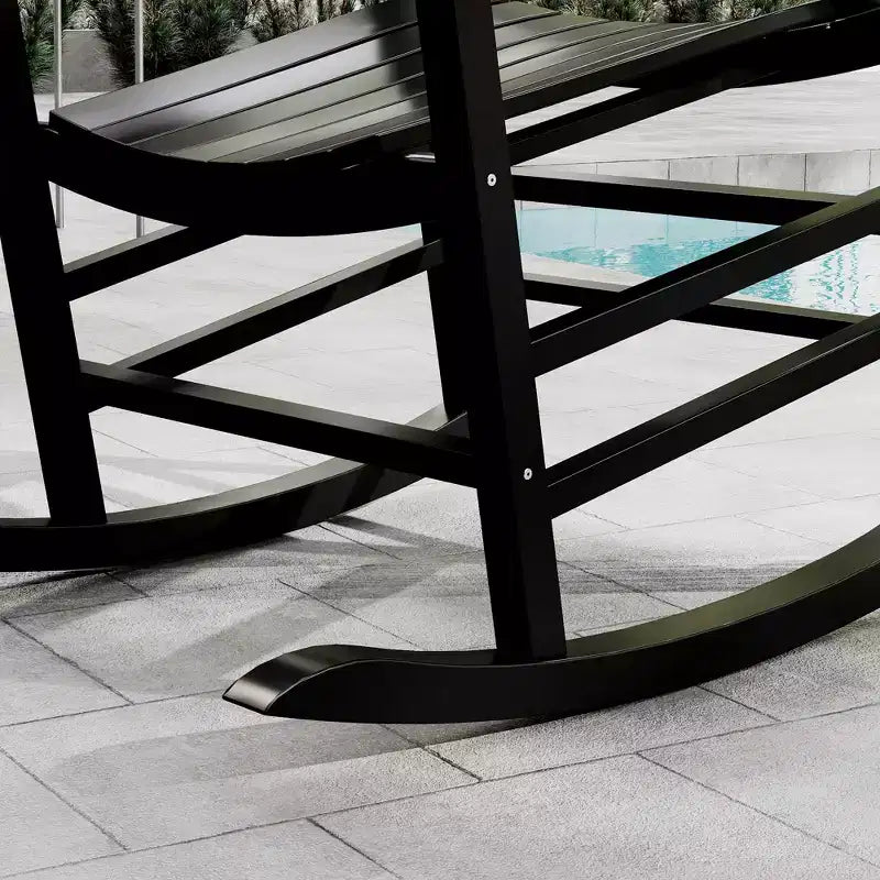Sedia a dondolo da esterno, sedia a dondolo da patio con curve morbide, dondoli in legno ad alta densità per prato giardino portico, supporta fino a 158 kg