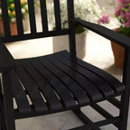 Sedia a dondolo da esterno, sedia a dondolo da patio con curve morbide, dondoli in legno ad alta densità per prato giardino portico, supporta fino a 158 kg