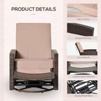Outdoor Wicker Swivel Recliner Chair, Reclining Backrest, Lifting Footrest, 360 Degree Rotating Basic, Water Resistant Cushions for Patio