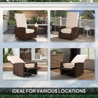 Outdoor Wicker Swivel Recliner Chair, Lifting Footrest, 360 Degree Rotating Basic, Water-resistant Cushions