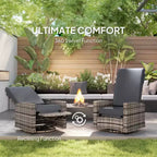 Outdoor Wicker Swivel Recliner Chair, Lifting Footrest, 360 Degree Rotating Basic, Water-resistant Cushions