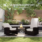 Outdoor Wicker Swivel Recliner Chair, Lifting Footrest, 360 Degree Rotating Basic, Water-resistant Cushions